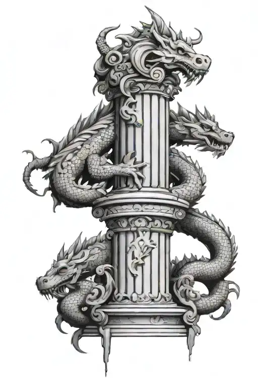 Roman Column With Dragon Wrapping Round