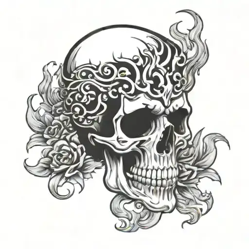 Skull And Flames Neck