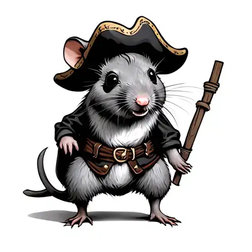 A Rat Dressed As A Pirate With A Wooden Leg A Patch Over One Eye