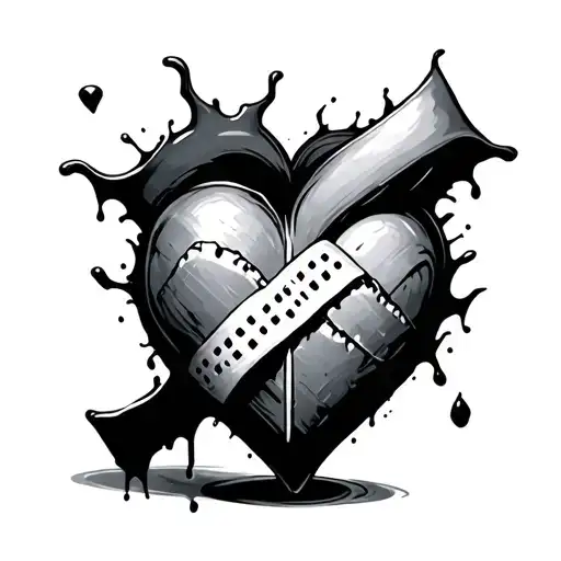 Bleeding Broken Heart With Bandaid