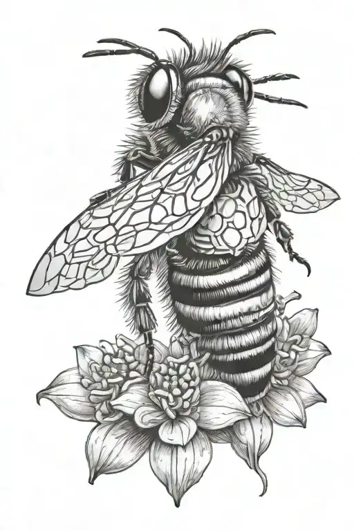 Honey Bee With Honey Comb