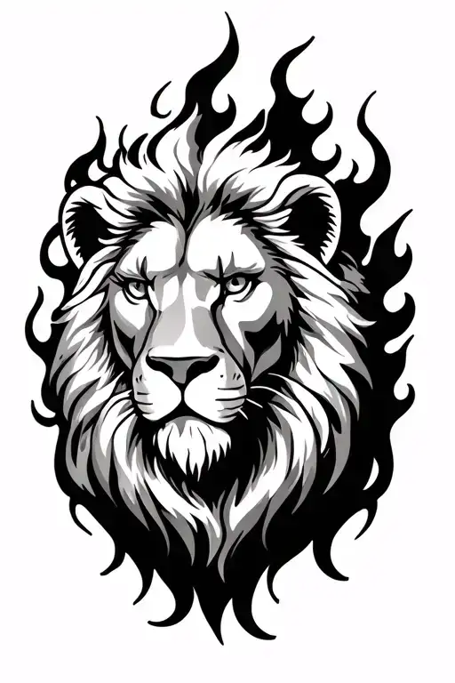 Lion Head Surrounded By Flames Left Arm Sleeve
