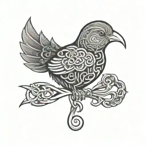 Celtic Kiwi Bird With Fish Hook
