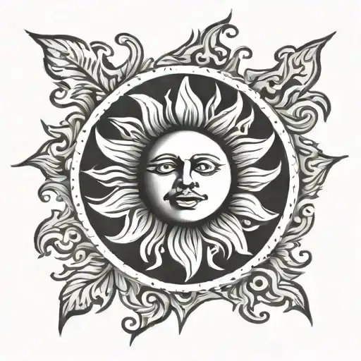 Sun Old School Design With Flammes