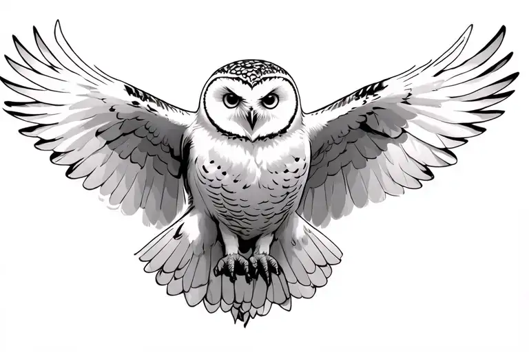 White Polar Owl Flying
