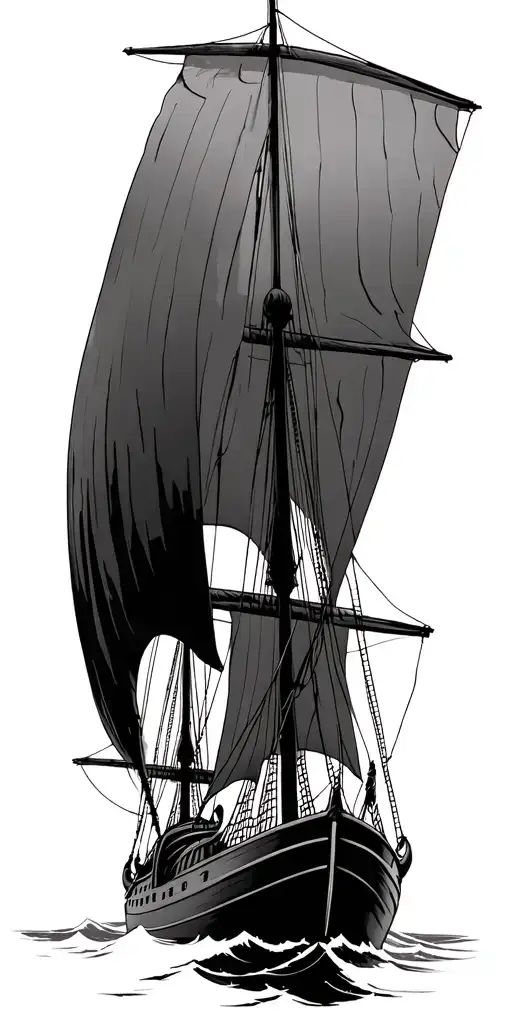 Viking Longship Sailing Across