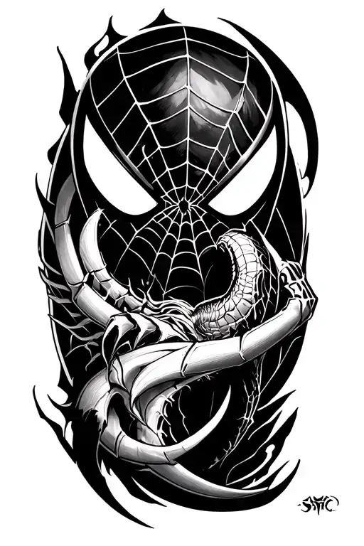 Spider-man And Venom Tattoo Full Sleeve Realistic