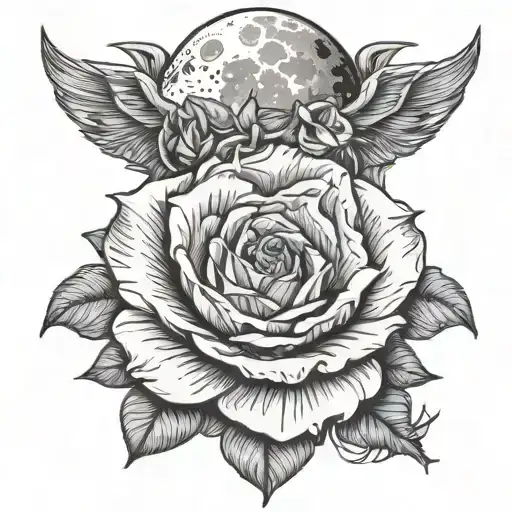 Moon Inside Rose Intertwined