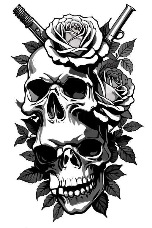 Weapons Roses And Skulls