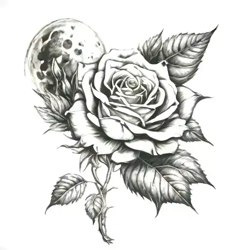 Moon Inside Rose Realistic