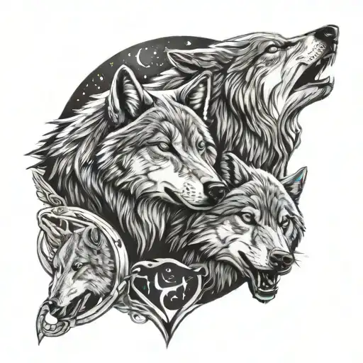 Wolves With Moon
