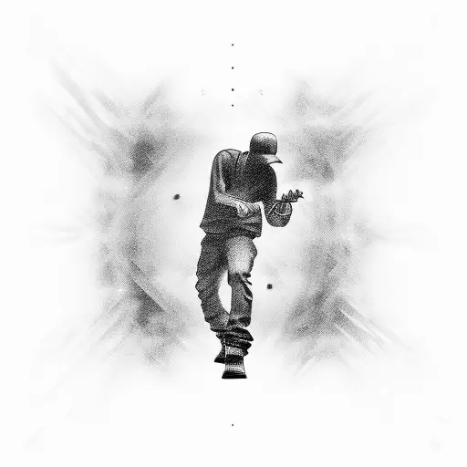 Eminem's Silhouette Rapping 'Lose Yourself' In Black And Grey Shading
