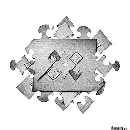 Playing Card With Puzzle Pieces And Cancer Ribbon