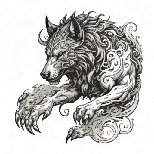 I Want A Tattoo Of A Chimera That's A Combination Of A Black Wolf With A Black Sheep