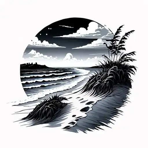 Sand Dunes And Ocean