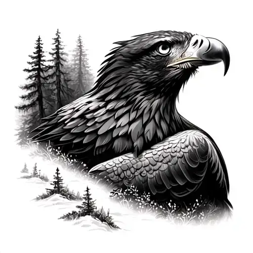 Eagle With Forest Landscape