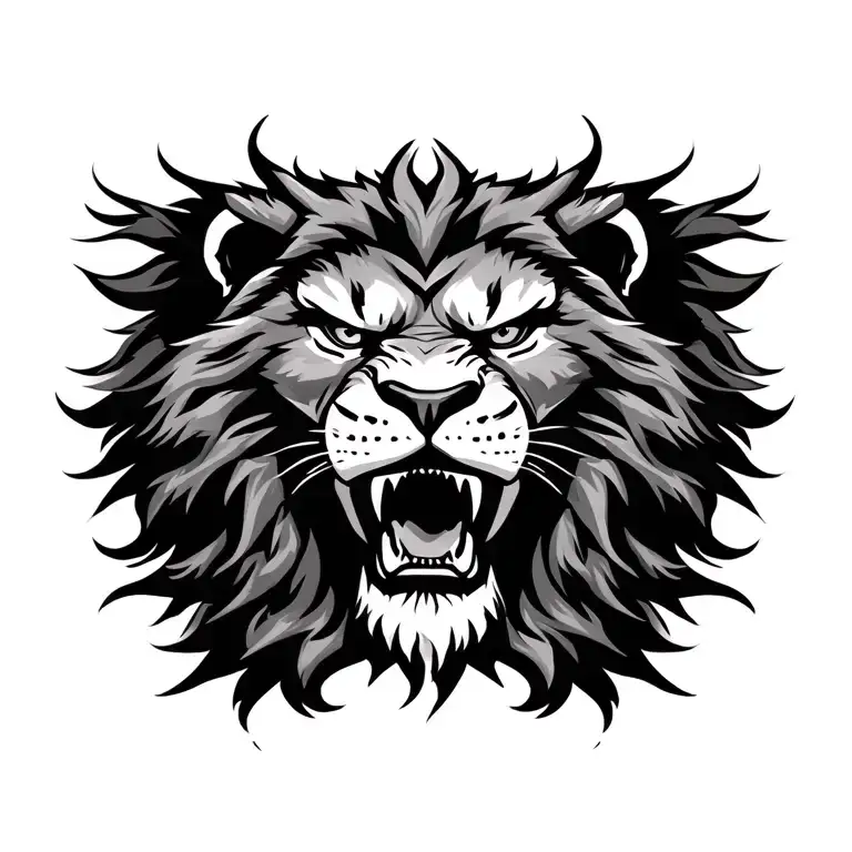 Angry Lion B&w Roaring Evil