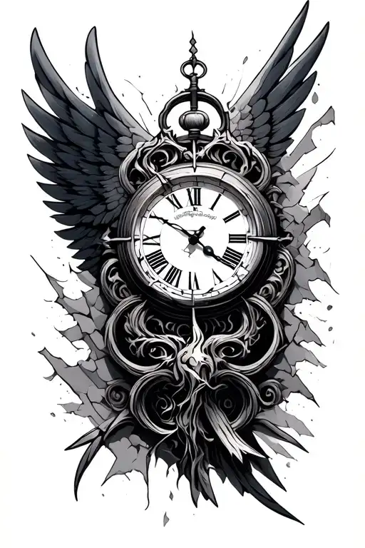 Broken Bit Of A Clock With Wing