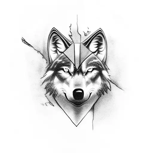 A Black-grey Tattoo Of A Wolf Wearing A Lawyer's Robe And Holding A Gavel