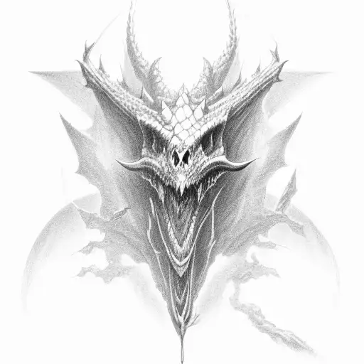 Draw A Grayscale Dragon Skull With Shadow And Depth Details
