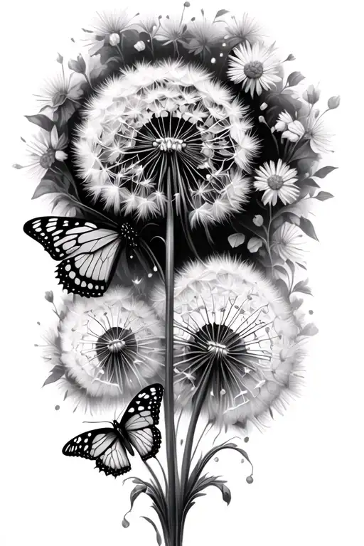 Dandelion And Butterflies Intertwined