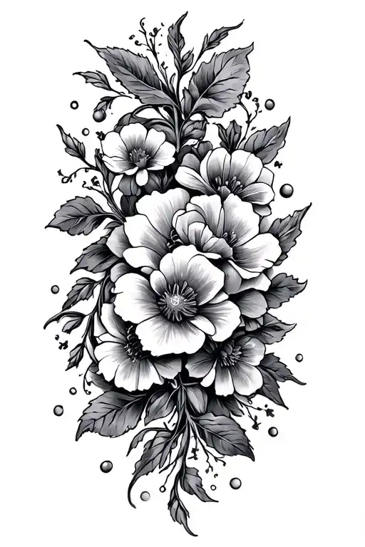 Roman Symbol And Flowers