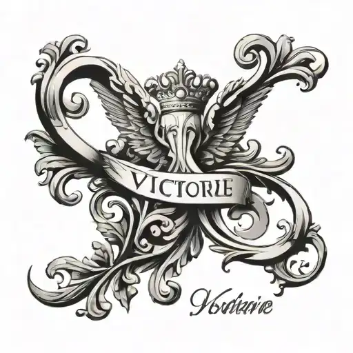 The Name Victoire In Roman Calligraphy Under The Collarbone