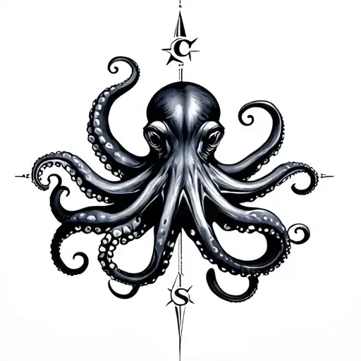 Octopus With Nautical Compass
