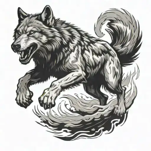 Attacking Wolf Running