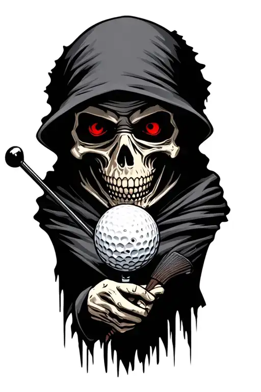 Grim Reaper Playing Golf Ball Gagged Little Red