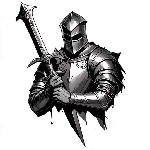 Wounded Knight Holding A Sword