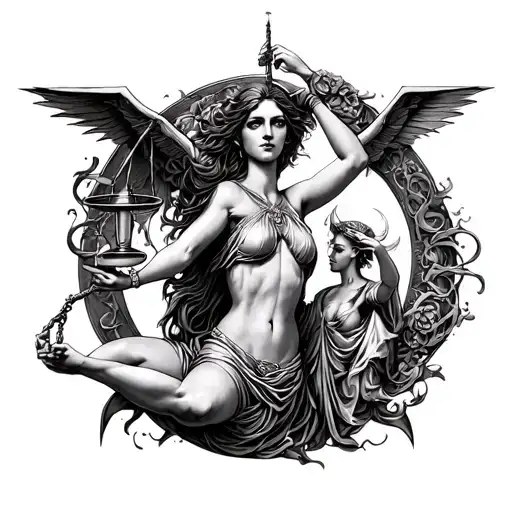 Female Libra Balancing Good Vs Evil Where Good Wins