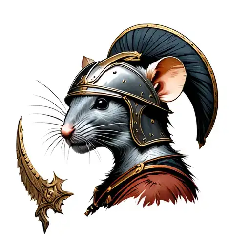 Rat Waller Wearing Roman Helmet