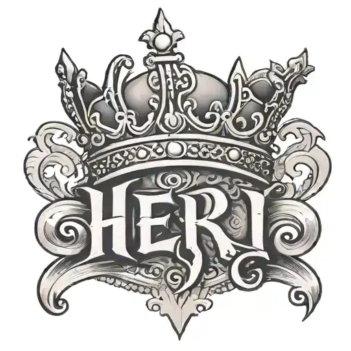 The Word Heri With A Crown On Top And A Smile Face