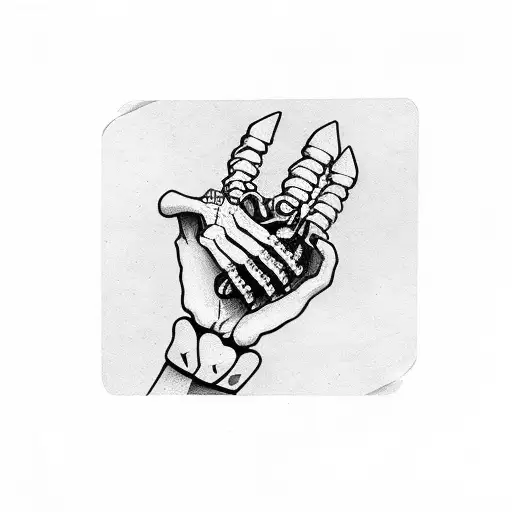 Skeleton Hand Holding Playing Card