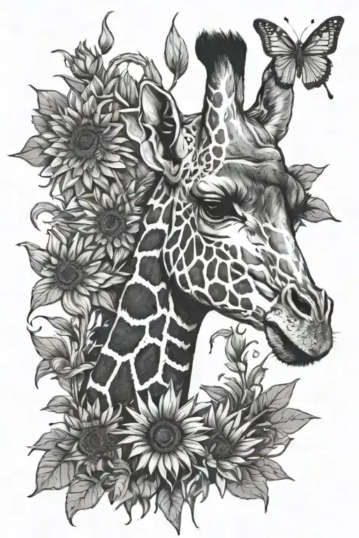 Giraffe Sunflower Blooming