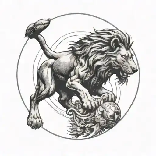 Lion Chasing A Rabbit Around A Circle