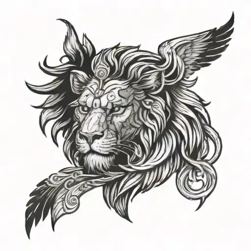 Half Lion Face And Half Albanian Eagle