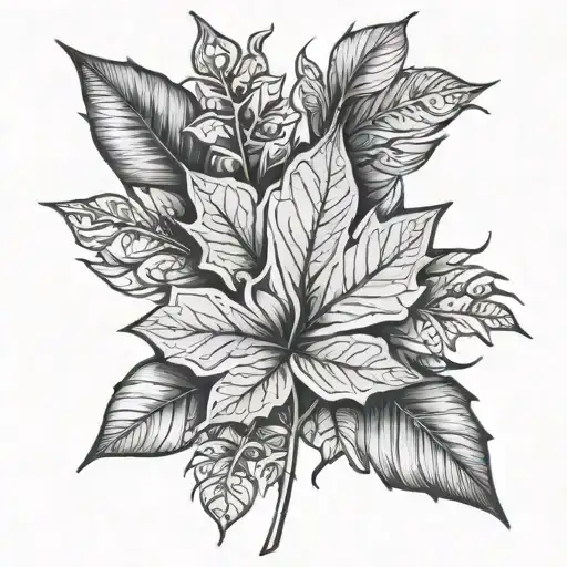 A Maple Leaf And A Tropical Flower Intertwined With Song Lyrics In A Unique Pattern