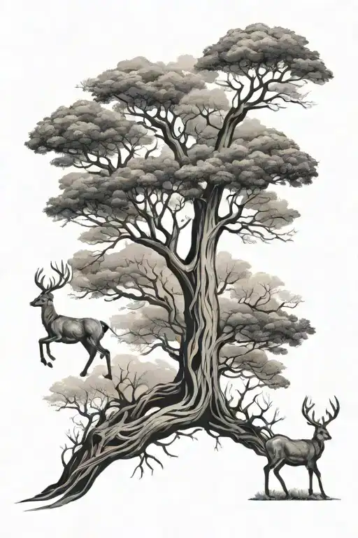 Tree And Deer
