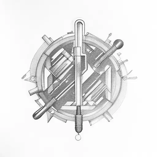 An Abstract Representation Of A Wrench And Screwdriver Crossed Over Each Other