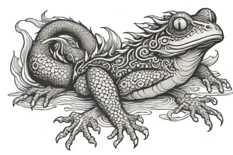 Frog Dragon And Money In Japanese Style