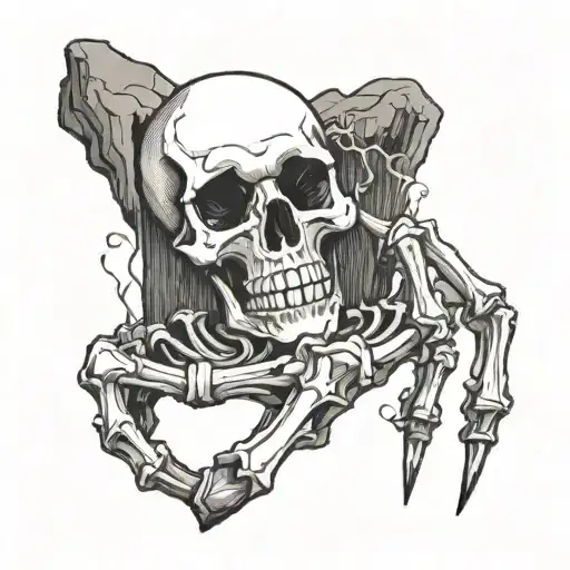 Whimsical Skeleton Hand Making The Rock On Symbol