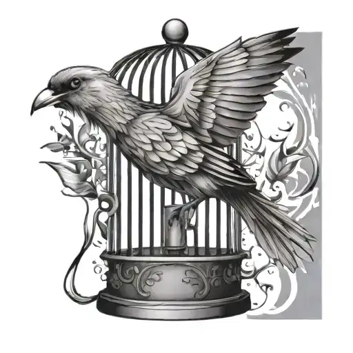 Bird Breaking Free Of Cage