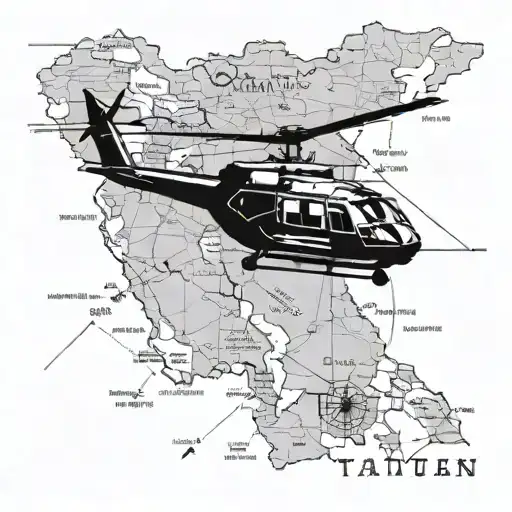 Helicopter Super Imposed On Map Of Afghanistan With Compass