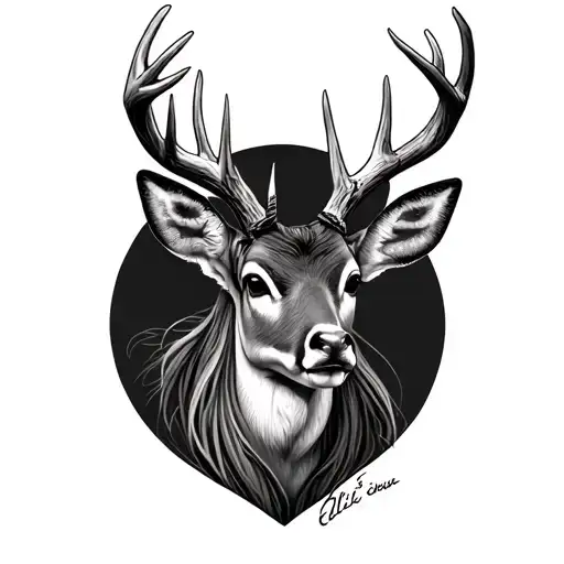 Ellie's Tattoo Under A Pair Of Deer Antlers