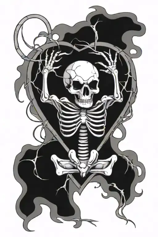 Skeleton Heart With Spider Web