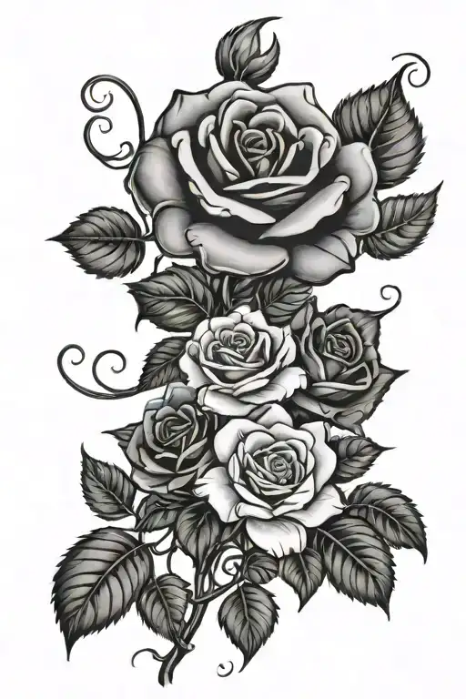 Roses On Vine With Name Incorporated