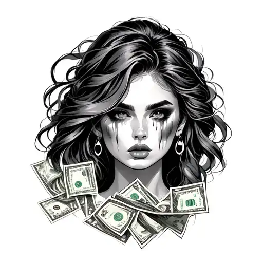 Women Whipping Her Tears With Money