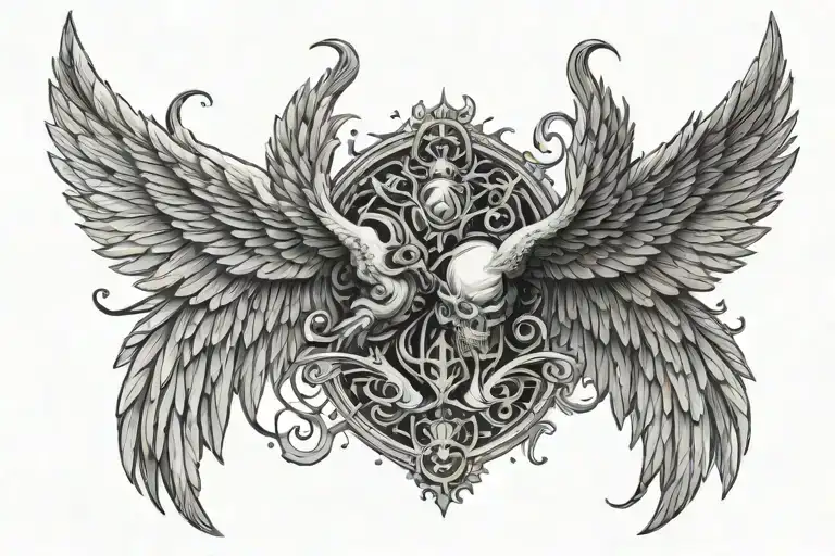 Good And Evil Wings Spread Wide